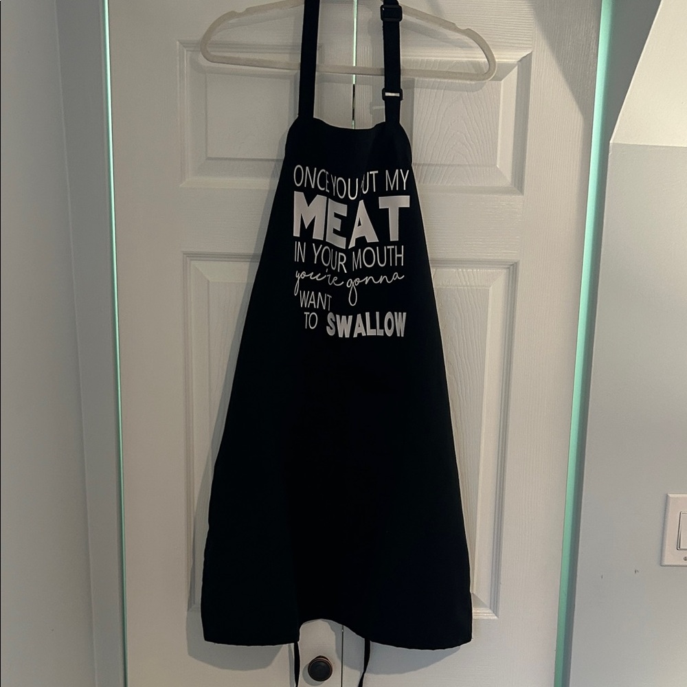 Funny Black BBQ Apron Novelty Cooking Apron Adult Humor Kitchen Gift